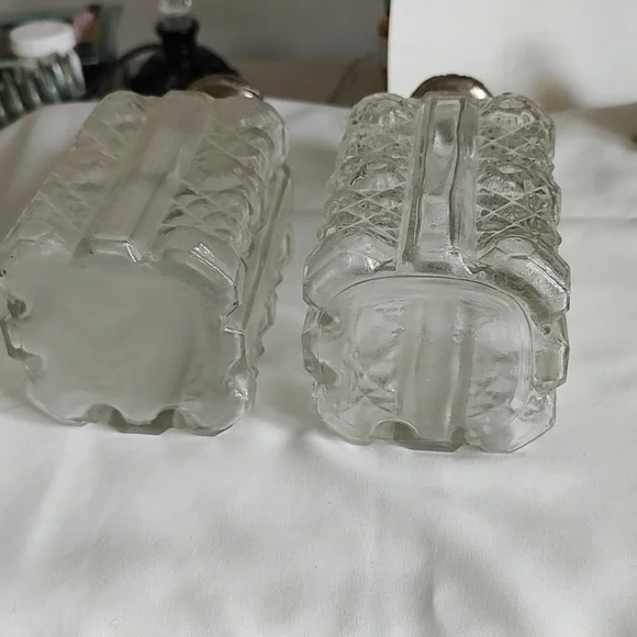 Vintage Glass Bottles with Silver Tops - Picture 4 of 7